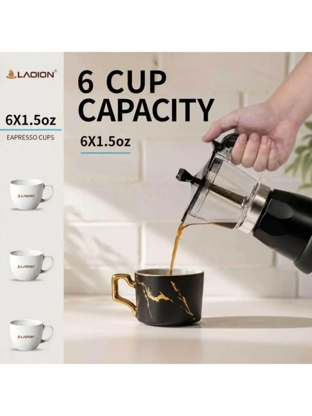 Electric Cuban Coffee Maker, 6-Cup or 3-Cup Espresso Machine for Home Brewing